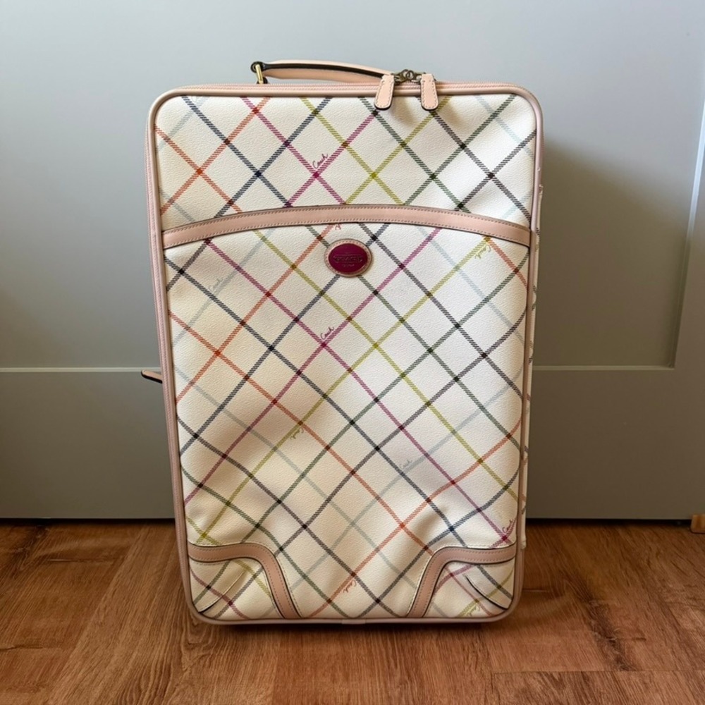 Coach Peyton Tattersall Carry Case F77363 22" Wheeled Luggage Plaid
